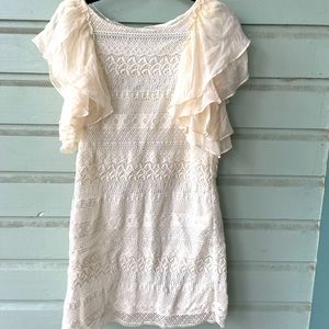 Zara white lace cotton dress size small